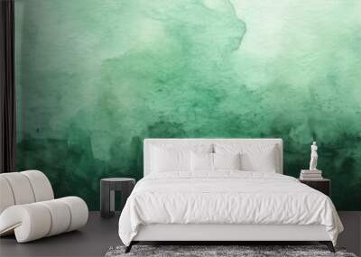 Green watercolor background with abstract design Wall mural