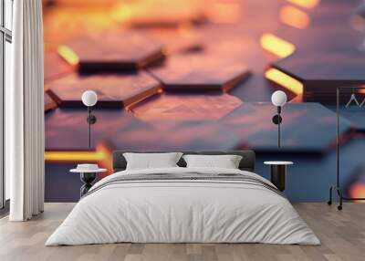 Pixelated Hexagon Grid 3D Abstract Design Wall mural