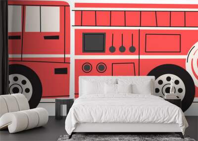 fire truck vehicle transport clipart Wall mural