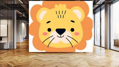 lion animal face cartoon art Wall mural