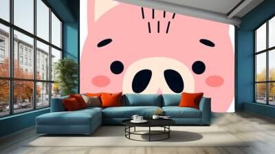 pig animal face cartoon art Wall mural