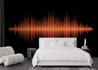 Blue and orange shiny sound waveform background Wall mural