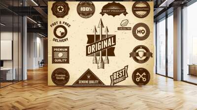 Set of vintage Premium Quality labels Wall mural