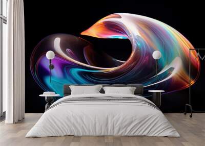 Vibrant abstract waveform with fluid motion and colorful gradients. Wall mural