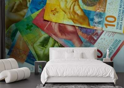 Swiss money and currency of switzerland. Swiss francs. Money in Switzerland Wall mural