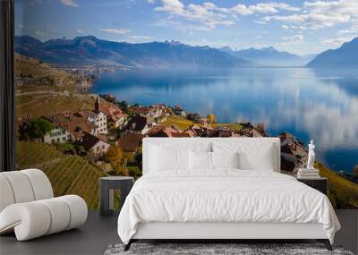 Legends of the fall in Lavaux, Switzerland. Wall mural