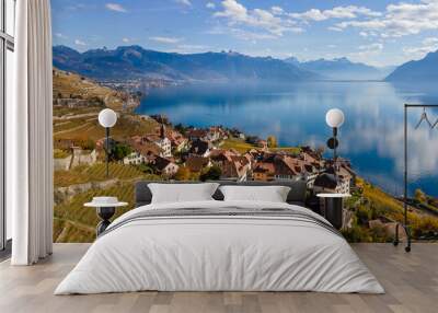 Legends of the fall in Lavaux, Switzerland. Wall mural