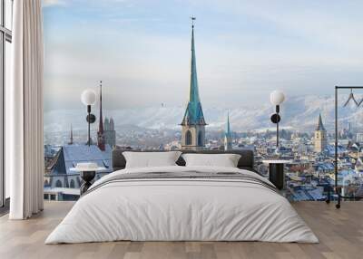 zurich in winter Wall mural