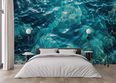 Blue water ripples and shimmers. This image is great for illustrating calmness, tranquility, and relaxation. Wall mural