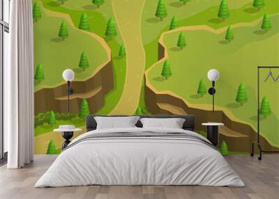 isometric beautiful mountain or hill Wall mural