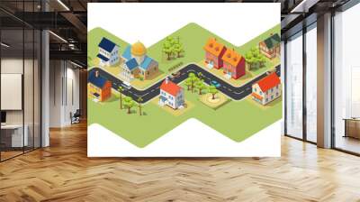 Modern comfortable suburban houses Wall mural