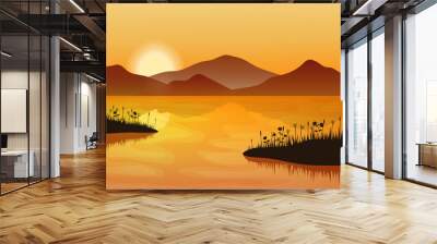 Mountain sunset landscape. Wall mural