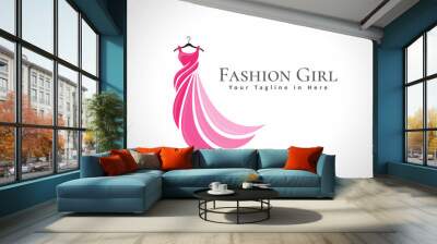 abstract beauty women's dress fashion logo design illustration Wall mural