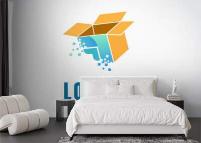 box packaging delivery service logistic logo symbol design illustration inspiration Wall mural