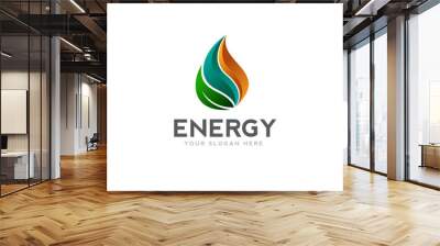 Energy leaf oil drop logo design inspiration Wall mural