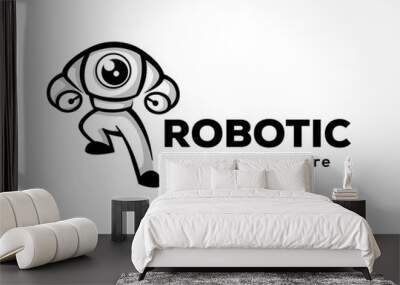 robotic mascot character modern logo design illustration inspiration Wall mural