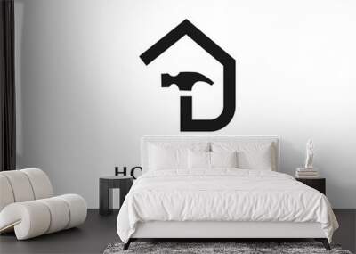 Simple line home service icon symbol logo design illustration Wall mural