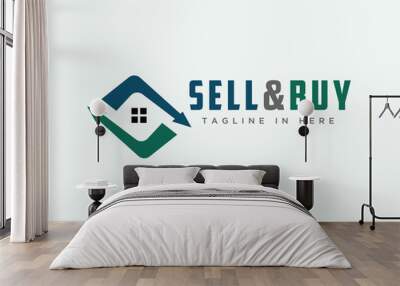 Two arrow sell and buy home logo design inspiration Wall mural