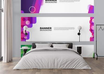 Abstract banner design web template set. Horizontal header web banner. Vector abstract graphic design banner pattern background template. Wall mural