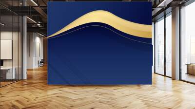 Abstract gold blue geometrics and lines background. Abstract template dark blue luxury premium background with luxury pattern and gold lighting lines. Modern vector template for presentation banner Wall mural