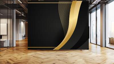 Abstract luxurious black gold background. Modern dark banner template vector with geometric shape patterns . Futuristic digital graphic design Wall mural