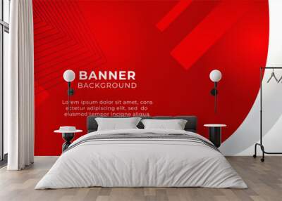 Abstract red banner background design template vector illustration with 3d overlap layer and geometric wave shapes. Polygonal abstract background, texture, advertisement layout and web page Wall mural