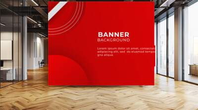 Abstract red banner background design template vector illustration with 3d overlap layer and geometric wave shapes. Polygonal abstract background, texture, advertisement layout and web page Wall mural