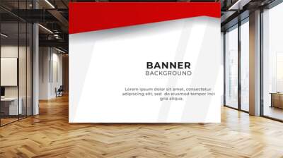 Abstract red banner background design template vector illustration with 3d overlap layer and geometric wave shapes. Polygonal abstract background, texture, advertisement layout and web page Wall mural