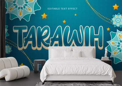 Blue orange and white tarawih 3d editable text effect - font style. Ramadan text style effect Wall mural