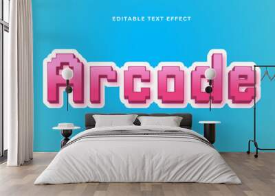 Blue pink and white arcade 3d editable text effect - font style Wall mural