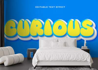 Blue yellow and white curious 3d editable text effect - font style Wall mural