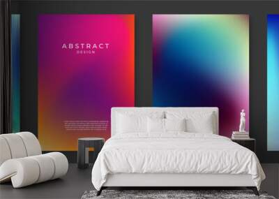 Blurred backgrounds set with modern abstract blurred color gradient patterns on white. Smooth templates collection for brochures, posters, banners, flyers and cards. Vector illustration. Wall mural