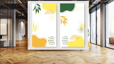 Collage contemporary floral seamless pattern. Modern exotic jungle fruits and plants illustration in vector. Orange floral bloom vector, hand-drawn beautiful illustration pattern with jungle leaves Wall mural