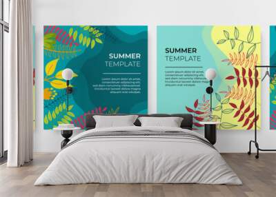 Collection of abstract background designs, summer sale, social media promotional content. Vector illustration Wall mural