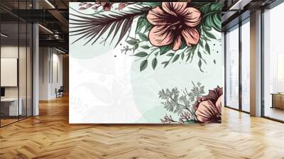 colorful colourful floral flower beautiful and elegant floral wedding invitation card template Wall mural