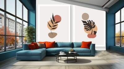 Creative minimalist hand draw floral abstract art background. Modern aesthetic illustrations. Bohemian style Collection of contemporary artistic Design for wall decoration, postcard, poster, brochure Wall mural