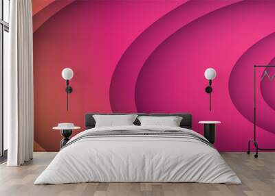 dynamic papercut style pink colorful abstract geometri design background Wall mural