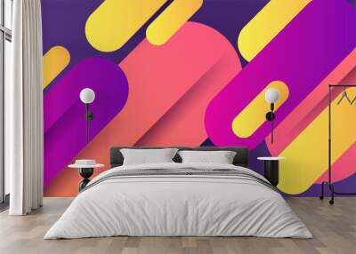 dynamic shape purple colorful abstract geometri design background Wall mural