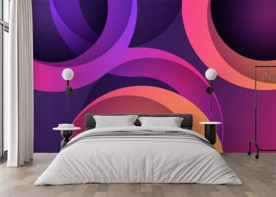 dynamic shape purple orange colorful abstract geometri design background Wall mural