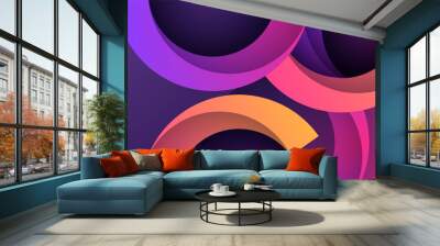 dynamic shape purple orange colorful abstract geometri design background Wall mural