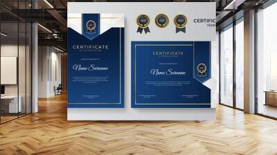 Elegant blue and gold diploma certificate template Wall mural