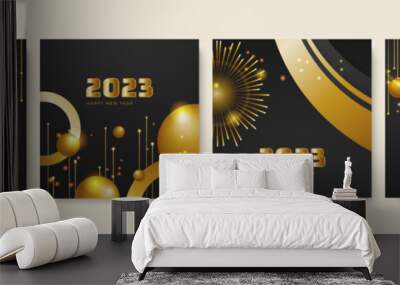 Happy new year 2023 social media template and greeting card design Wall mural