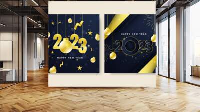 Happy new year 2023 social media template and greeting card design Wall mural