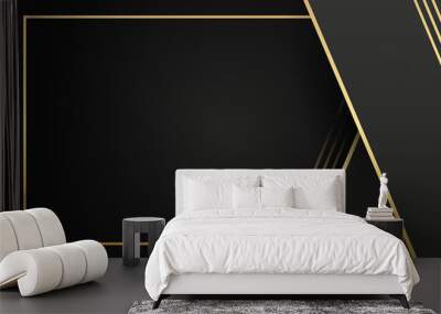 Modern abstract black background with gold line composition. Abstract gold on black metallic texture with simple design modern luxury futuristic background vector illustration for presentation design Wall mural