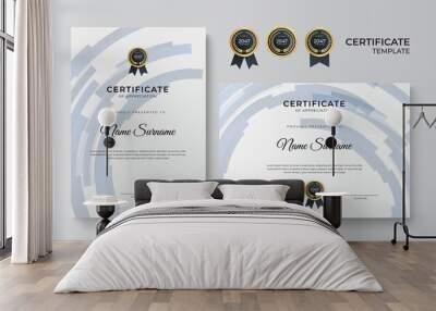 Modern blue certificate template and border, for award, diploma, and printing Wall mural