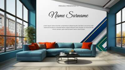 Modern gradient blue green gold certificate design Template Wall mural