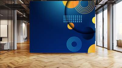 modern memphis geometric blue colorful abstract banner design background Wall mural