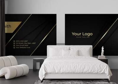 Modern simple luxury black and gold business card design template. Business card design with elegant pattern. Modern concept with golden decoration art. Vector illustration print template. Wall mural