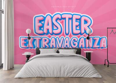 Pink and blue easter extravaganza modern typography premium editable text effect Wall mural