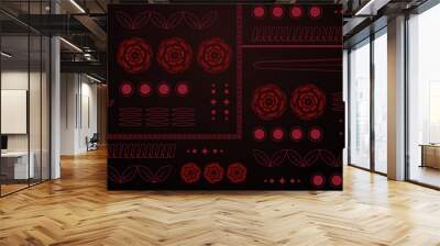 Red and black modern art deco background with shapes Wall mural